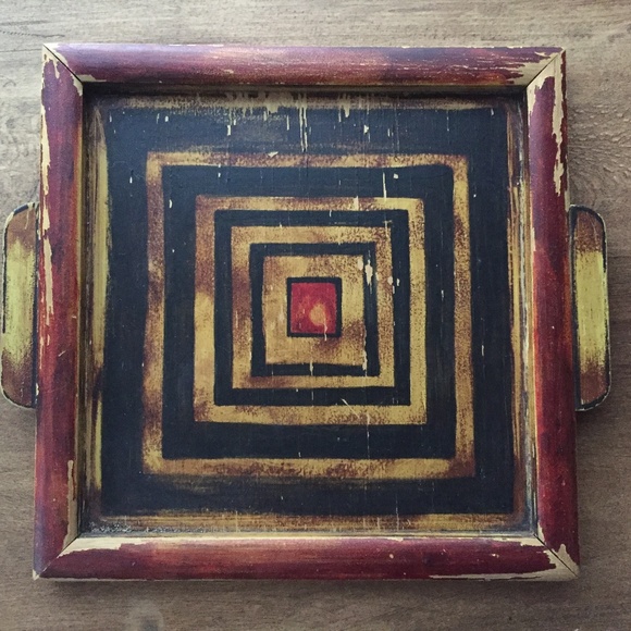 1955 Vintage Jewelry - Vintage Hand Painted Wooden Jewelry Tray